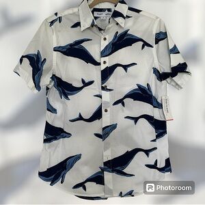 NWT AOP Whale Collar Button Down Shirt